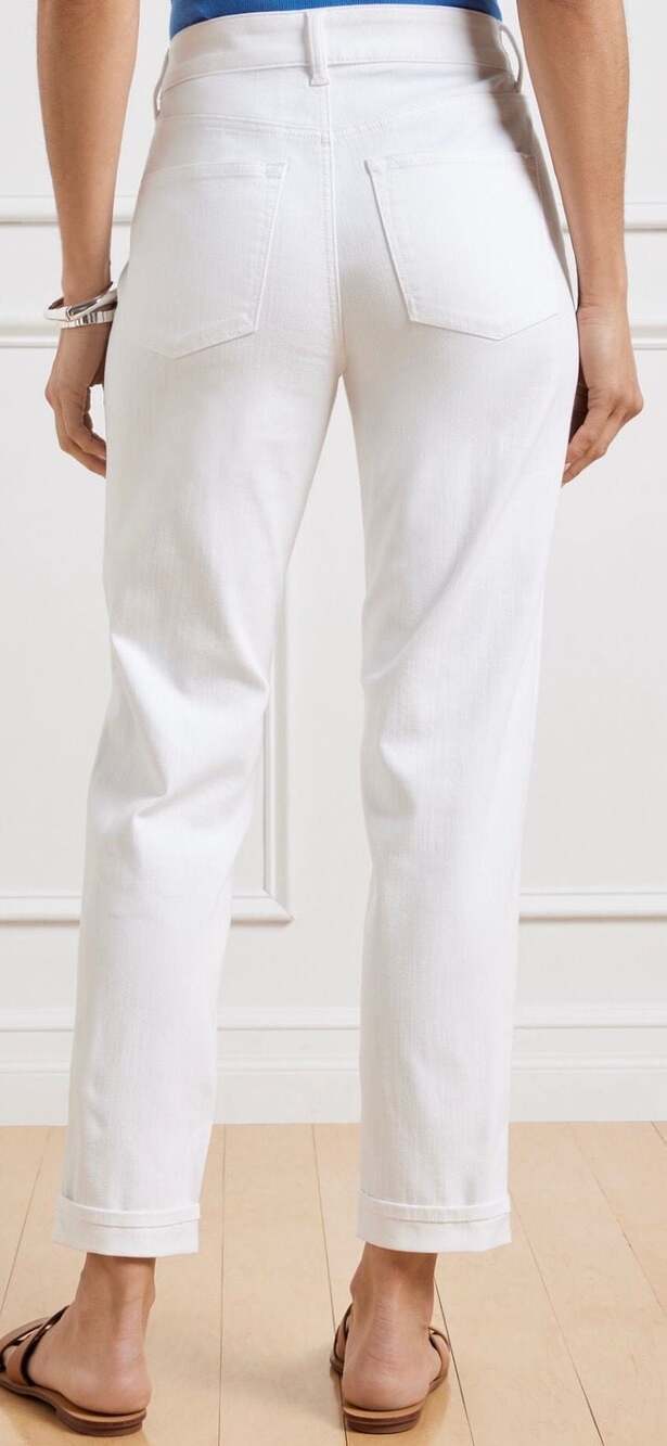 Talbots Flawless Five‑Pocket Boyfriend Jeans 10 White Denim Casual Stretch